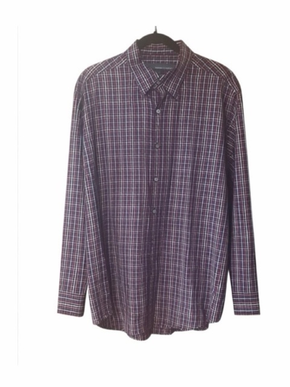 Tricots St Raphael Men’s Vintage Burgundy Plaid Long Sleeve Shirt